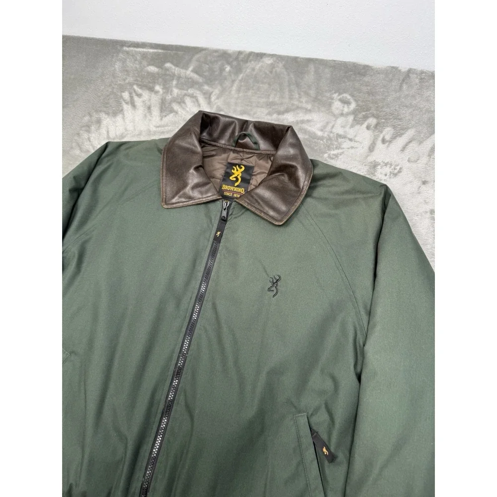Browning Goose Down Bomber Jacket Mens Medium Green Hunting Coat Gorpcore Y2K